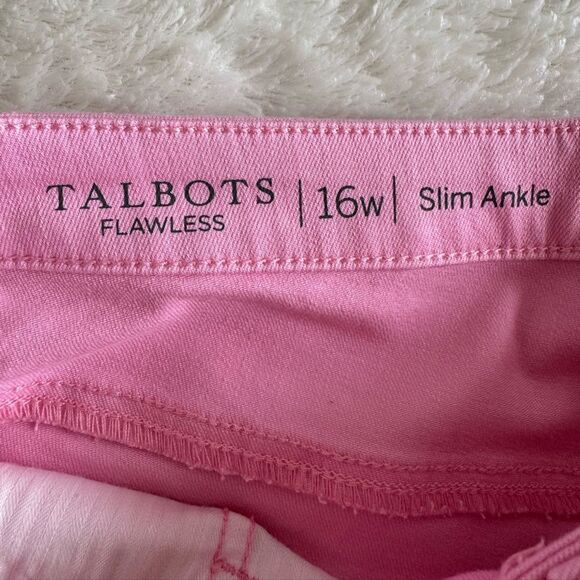 Talbots Women’s Flawless Slim Ankle Pink Jeans Sz 16W Barbiecore Stretch Crop - Picture 6 of 6